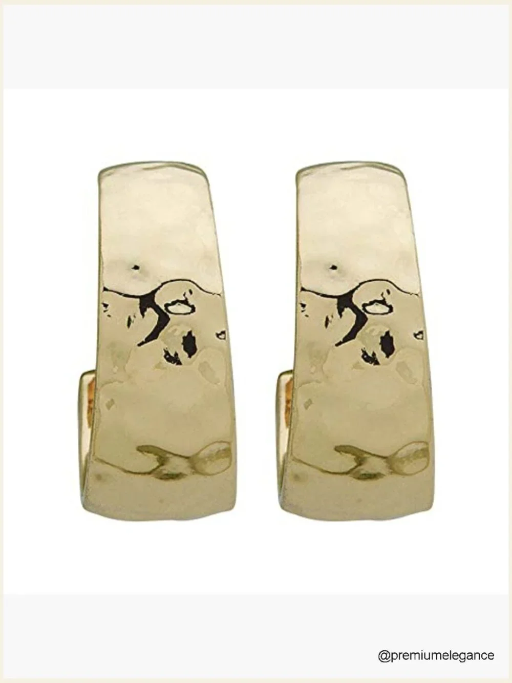Gold Hammered Hoop Earrings Stud Closure Timeless Classic